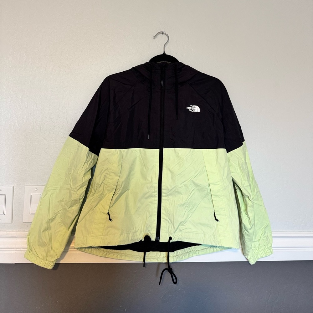The North Face Women’s Antora Rain Hoodie, Black & Lime Green, Large, NWOT